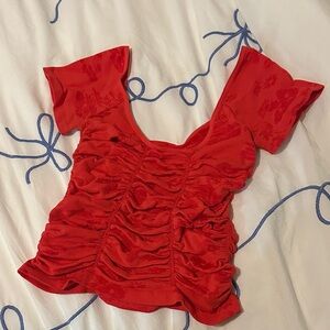 Free People Red Ruched Top M/L